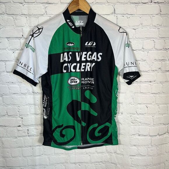 LOUIS GARNEAU Medium Las Vegas Cyclery Cycling Jersey Shirt Green - Picture 1 of 9